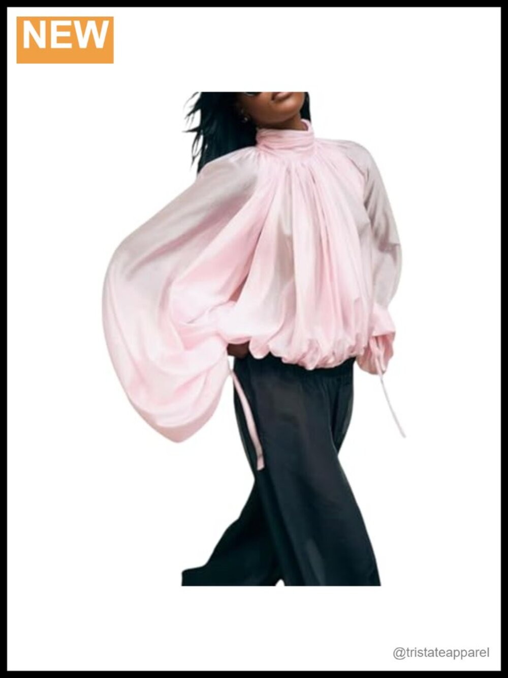 Sheer Chiffon Blouse Tencel Spandex Long Sleeve Lantern Sleeve Dressy Top